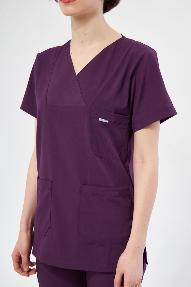 Mor Likralı Kadın Cerrahi Takım