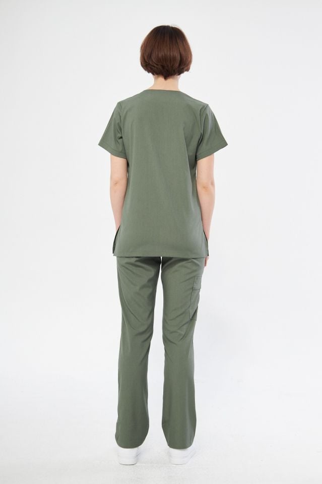 Haki Likralı Kadın Cerrahi Takım