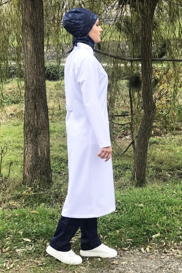 Tesettür Boy Kadın Alpaka Önlük Hakim Yaka