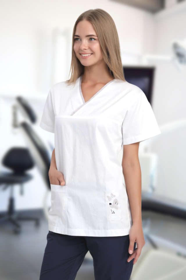 Kadın Grey Red Mickey Nakışı Lila Detay Cerrahi Tek Üst Forma