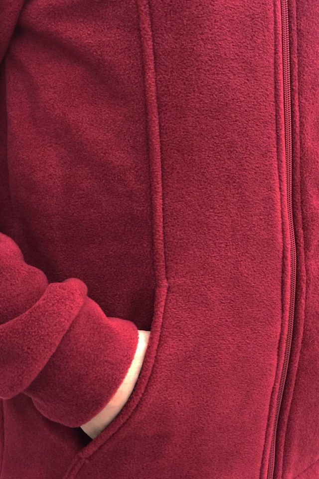 Kadın Cep Detaylı Bordo Polar Hastane Ceketi