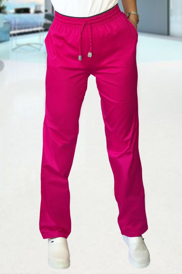 Kadın Grey Red Lastik Detaylı Fuşya Pantolon