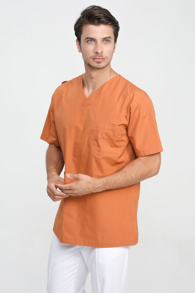 Erkek Grey Red Rivetli Hardal Cerrahi Tek Üst Forma