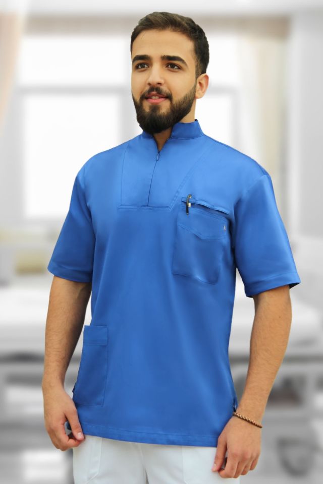 Erkek Fermuar Detaylı Sax Grey Red Tek Üst Forma