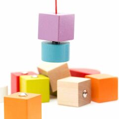 Woody Ahşap Mıknatıslı Vinç ve Yapı Blokları Oyun Seti