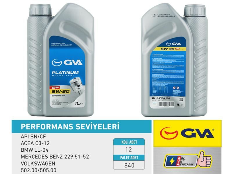 MOTOR YAĞI 5W30 1 LT PLATINUM PARTİKÜLLÜ-DPF TAM SENTETİK API SN/CF-GVA 9920150-5W30-93165554-7711943759