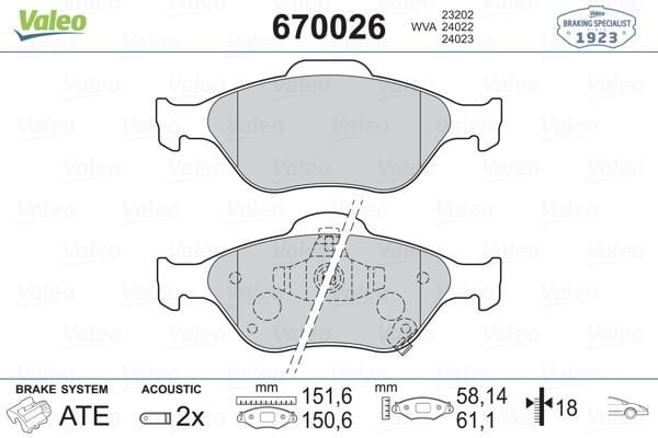 ÖN BALATA YARIS 1.0VVTİ 1.3VVTİ 1.4D4D 06 09 11-VALEO-044650D050-WVA24952-WVA24022