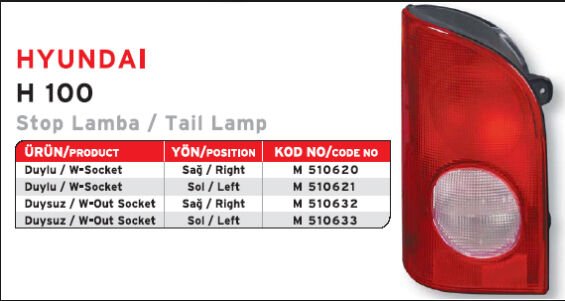 STOP LAMBASI DUYSUZ SOL H100-MARS 510633-9240143810