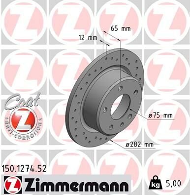 FREN DİSKİ ARKA BMW M3 E30 KAPLAMALI YÜKSEK KARBONLU DELİKLİ-ZIMMERMANN 150.1274.52-34212225507