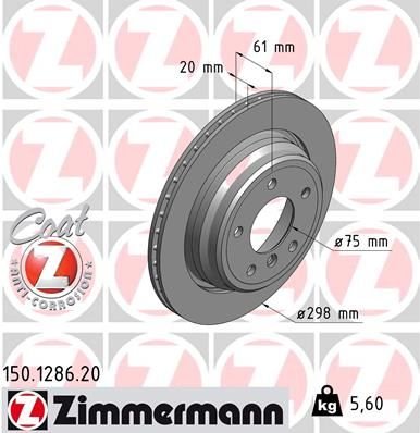 FREN DISKI ARKA HAVALI BMW E39 96 03-ZIMMERMANN 150.1286.20-34216767060