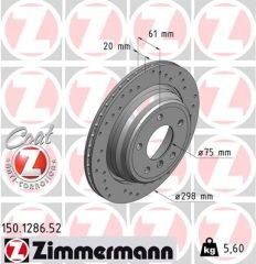 FREN DISKI ARKA HAVALI BMW E39 96 03 DELIKLI-ZIMMERMANN 150.1286.52-34216767060