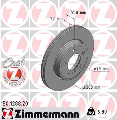 FREN DISKI ON BMW E46 99 04-ZIMMERMANN 150.1288.20-34116864058