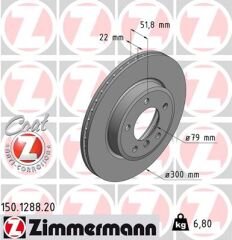 FREN DISKI ON BMW E46 99 04-ZIMMERMANN 150.1288.20-34116864058