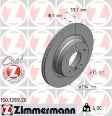 FREN DISKI ARKA BMW E46 98 05-ZIMMERMANN 150.1289.20-34216864056