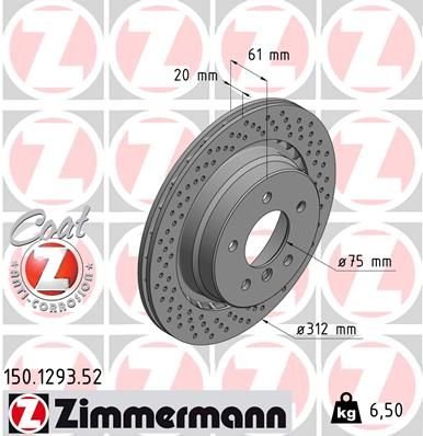 FREN DISKI ARKA SAG BMW M3 E36 KAPLAMALI DELIKLI-ZIMMERMANN 150.1293.52-34212227178