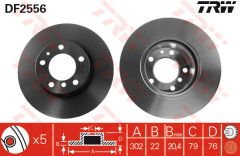 FREN DISKI ON BMW E34 E32-TRW DF2556-34116756534