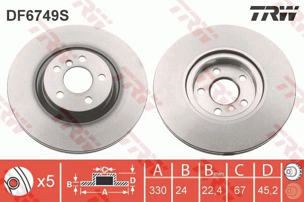FREN DISKI ON ADET BMW F40 F45 F46 F48 F39 MINI COUNTRYMAN F60-TRW DF6749S-34116865713