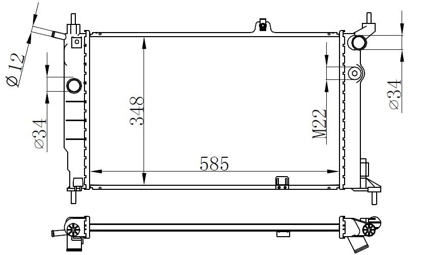 RADYATÖR ASTRA F 1.4-1.6-1.8-2.0 AC MEK 590x377x34-ORIS-1300116-1300147-1300116-1300147
