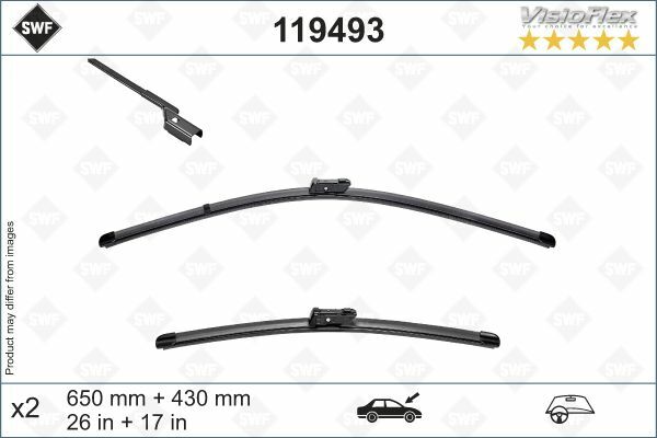 SWF VisioFlex Flat Blade X2 650 430 mm PEUGEOT 508 II 09/18-VALEO-9823609180-9823609780