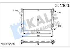 MOTOR SU RADYATÖRÜ RENAULT MEGANE II 02 SCENIC 03 1.5-1.9DCİ/1.4-1.6-2.0 16V AC KLİMASIZ MEK 590x455x34 1 SIRA ALB-KALE-8200357536-8200115542