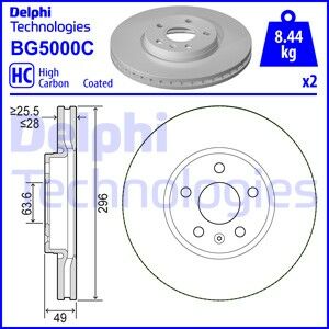 ARKA FREN DİSK VOLVO S60 2019 S90 2016 2019 V60 2018 V90 2016 CAP296X5 16 JANT-DELPHI BG5000C-31423722