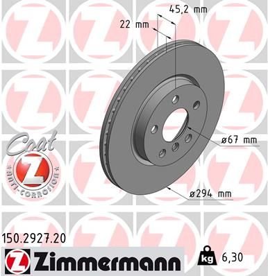 FREN DISKI ON BMW F45 F46 F48 F39 MINI F55 F56 F57 F60-ZIMMERMANN 150.2927.20-34116864439-34116866297