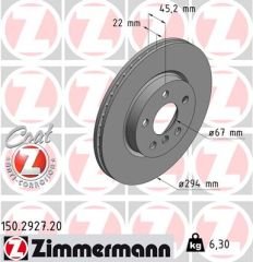 FREN DISKI ON BMW F45 F46 F48 F39 MINI F55 F56 F57 F60-ZIMMERMANN 150.2927.20-34116864439-34116866297