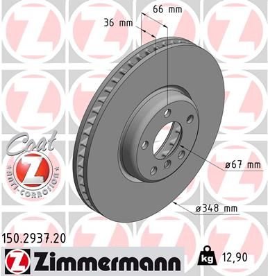 FREN DISKI ON SAG BMW G20 G22 G30 G32 G11 G12 G15 G16 G01 G02 G05 G07 Z4 iX I20 YUKSEK KARBONLU KAPLMALI-ZIMMERMANN 150.2937.20-34116860912-34106880076