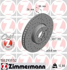 FREN DISKI ON SAG BMW G20 G22 G30 G32 G11 G12 G15 G16 G01 G02 G05 G07 Z4 iX I20 DELIKLI-ZIMMERMANN 150.2937.52-34116860912