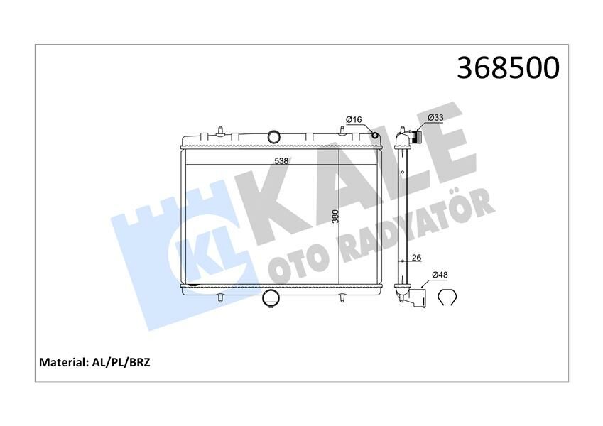 RADYATÖR EXPERT III-JUMPY III-SCUDO III 1.6HDI-2.0HDI-P807-C8 2.0HDI 16V 718x425x26 AL-PL-BRZ-KALE 368500-1333.68-1330.Q7-1498986080
