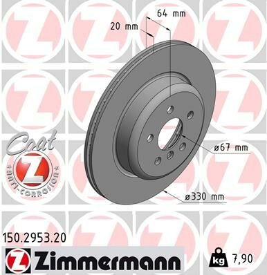 FREN DISKI ARKA SAG BMW G30 G32 G11 G12-ZIMMERMANN 150.2953.20-34216882246