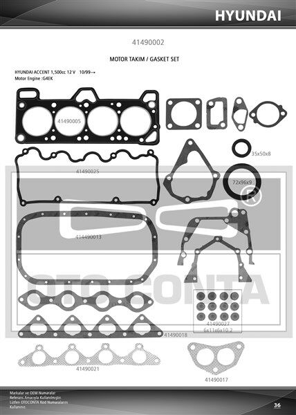 TAKIM CONTASI KEÇELİ HYUNDAI ACCENT 1.5 12V-OTOCONTA-540291026
