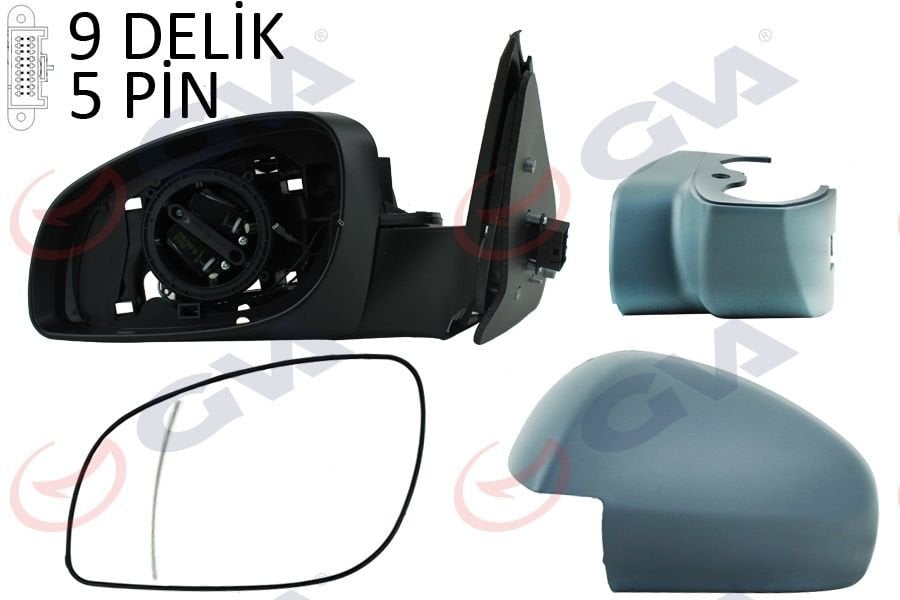 DIŞ DİKİZ AYNASI SOL VECTRA C 03 ELEKTRİKLİ ISITMALI ASTARLI ASFERİK 5 FİŞ VM-966EHPAL-GVA 1090336-6428264-6428819