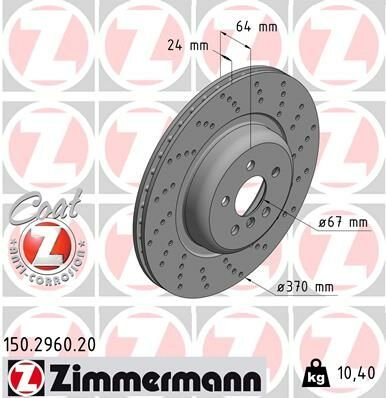 FREN DISKI HAVALI DELIKLI ARKA SAG BMW G30 G32 G11-ZIMMERMANN 150.2960.20-34216878180