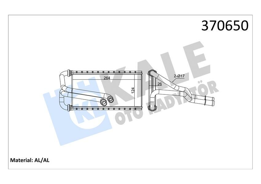 KALORİFER RADYATÖRÜ FORD FOCUS IV 20 BORULU BRAZING AL/AL 124X264X26-KALE 370650-JX6A18B539AA-5630087