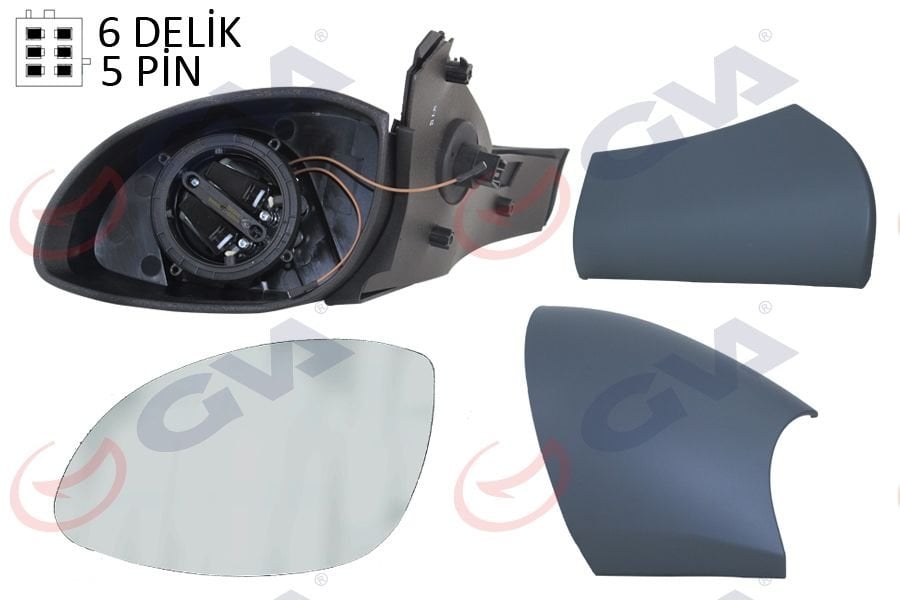 DIŞ DİKİZ AYNASI SOL VECTRA B 96 ELEKTRİKLİ ISITMALI KONVEKS 5 FİŞ VM-166EHL 1428717-GVA 1090316-6428015-1428657-1428819