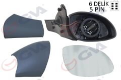 DIŞ DİKİZ AYNASI SAĞ VECTRA B 96 ELEKTRİKLİ ISITMALI KONVEKS 5 FİŞ VM-166EHR 1428718-GVA 1090315-6428016-1428656-1428818