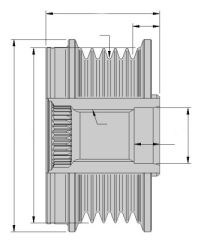 ALTERNATÖR KASNAĞI RULMANLI P206-207-307-308-406-407-PARTNER-C2-C3-C4-C5-C8-XSARA 1.4-1.6-2.0HDI-GATES OAP7077-5705.4F-77363468