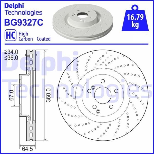 FREN DISKI ON MERCEDES AMG W204 W205 W212 W221-DELPHI BG9327C-A0004212012