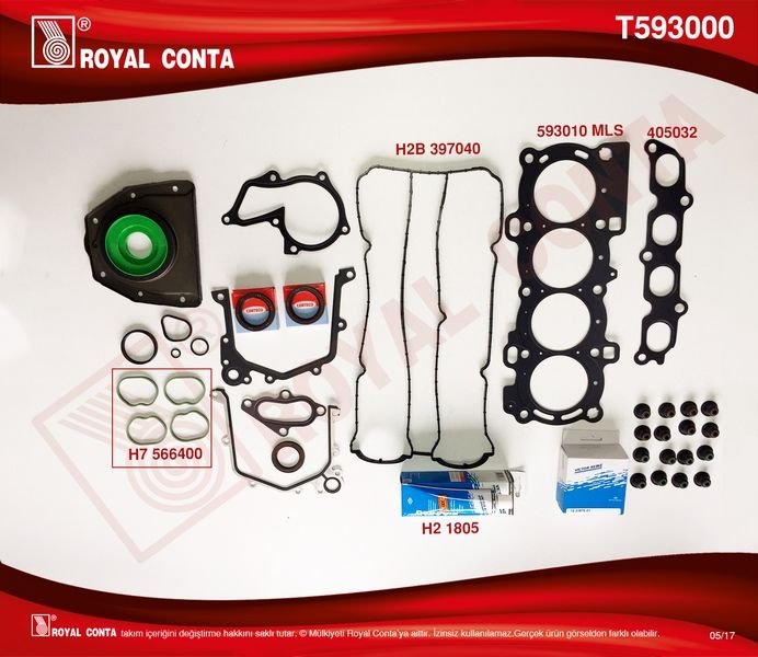 MOTOR TAKIM CONTA REINZ KEÇELİ SUBP.LAST FOCUS II 1.6 16V 03-07 100HP-ROYAL T593000-4M5G 6008