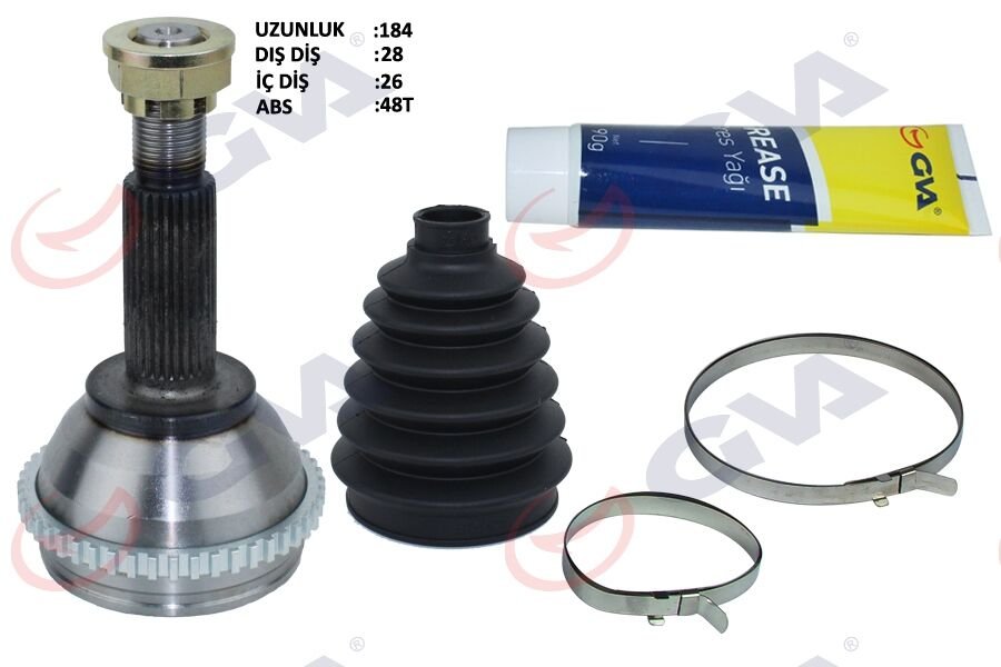 AKS KAFASI DIŞ ÖN FORD TRANSİT 2.0 00-06 ABS Lİ 48DİŞ 28x26x57 184.5mm-GVA 4433130K-4602019-4602016-1328359