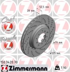 FREN DISKI ÖN SAG BMW M3 E46 YÜKSEK KAPLAMALI HAVALI DELIKLI-ZIMMERMANN 150.3420.70-34112282802