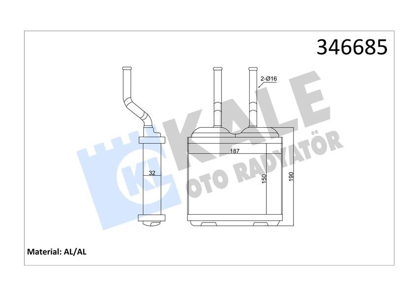 KALORİFER RADYATÖRÜ CORSA B 93-00 -TIGRA 94-98 -COMBO 182x155-KALE 346685-1618020-52463287-62459431