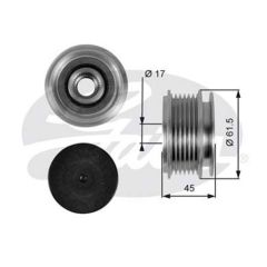 ALTERNATÖR KASNAĞI RULMANLI PASSAT-GOLF III-IV 1.9TDI-CADDY III 1.7SDI-1.9TDI-CORDOBA 1.9D-GATES OAP7013-022903119A-021903119G-022903119C