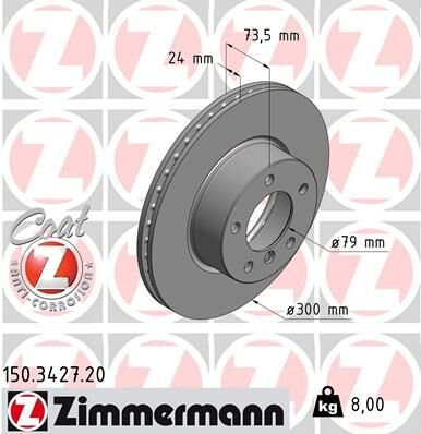 ÖN FREN AYNASI BMW 3 318d-318i-320si-320d-320i-325si-325xi 05 BMW 1 120İ-120D 07 300x24x5DLxHAVALI 986479216-DF4459-ZIMMERMANN 150.3427.20-34116764643-34116772669