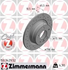 FREN DISKI ARKA BMW E81 E87 E90 HAVALI DELIKLI-ZIMMERMANN 150.3429.52-34216855002