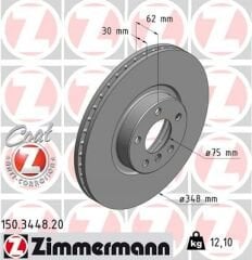 FREN DISKI ON 348mm BMW E70 E71-ZIMMERMANN 150.3448.20-34116886477 34116793244