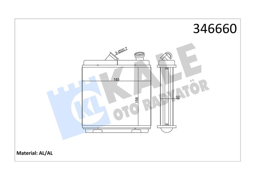 KALORİFER RADYATÖRÜ BRAZİNG ASTRA F-CALIBRA A-VECTRA A ŞAŞI 174x174x42-KALE 346660-1618004-52463008