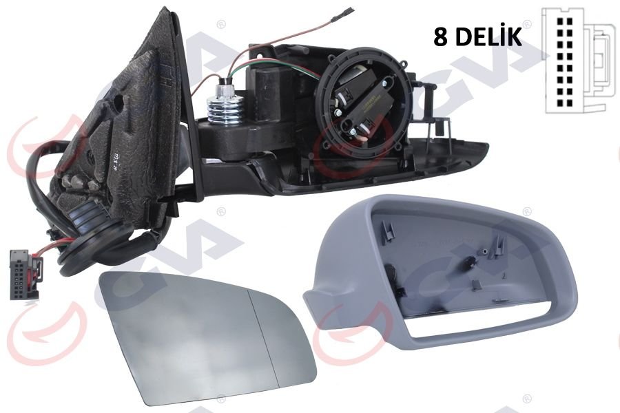 DIŞ DİKİZ AYNASI SAĞ A3 03 ELEKTRİKLİ ISITMALI 3 KAPILI ASTARLI KONVEKS 5 FİŞ VM-011EHR-GVA 1075954-8P1858532A01C