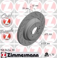 FREN DISKI ARKA SAG BMW M3 E46 YÜKSEK KAPLAMALI HAVALI DELIKLI-ZIMMERMANN 150.3454.70-34212282304